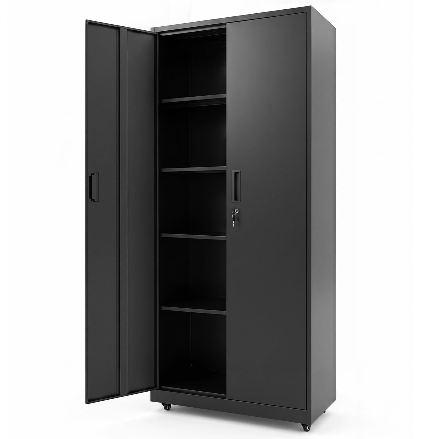 Rolling Metal Storage Cabinet 73 In Lockable File Cabinet Black