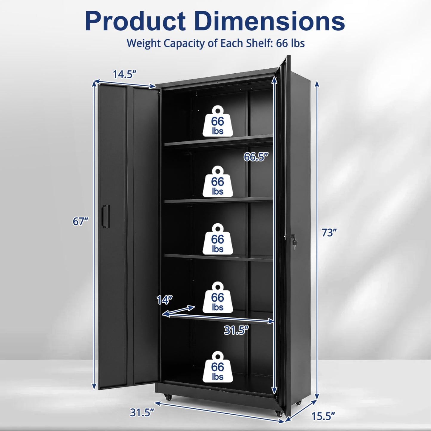 Rolling Metal Storage Cabinet 73 In Lockable File Cabinet Black