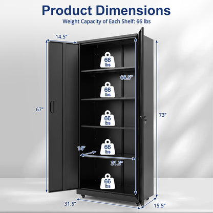 Rolling Metal Storage Cabinet 73 In Lockable File Cabinet Black