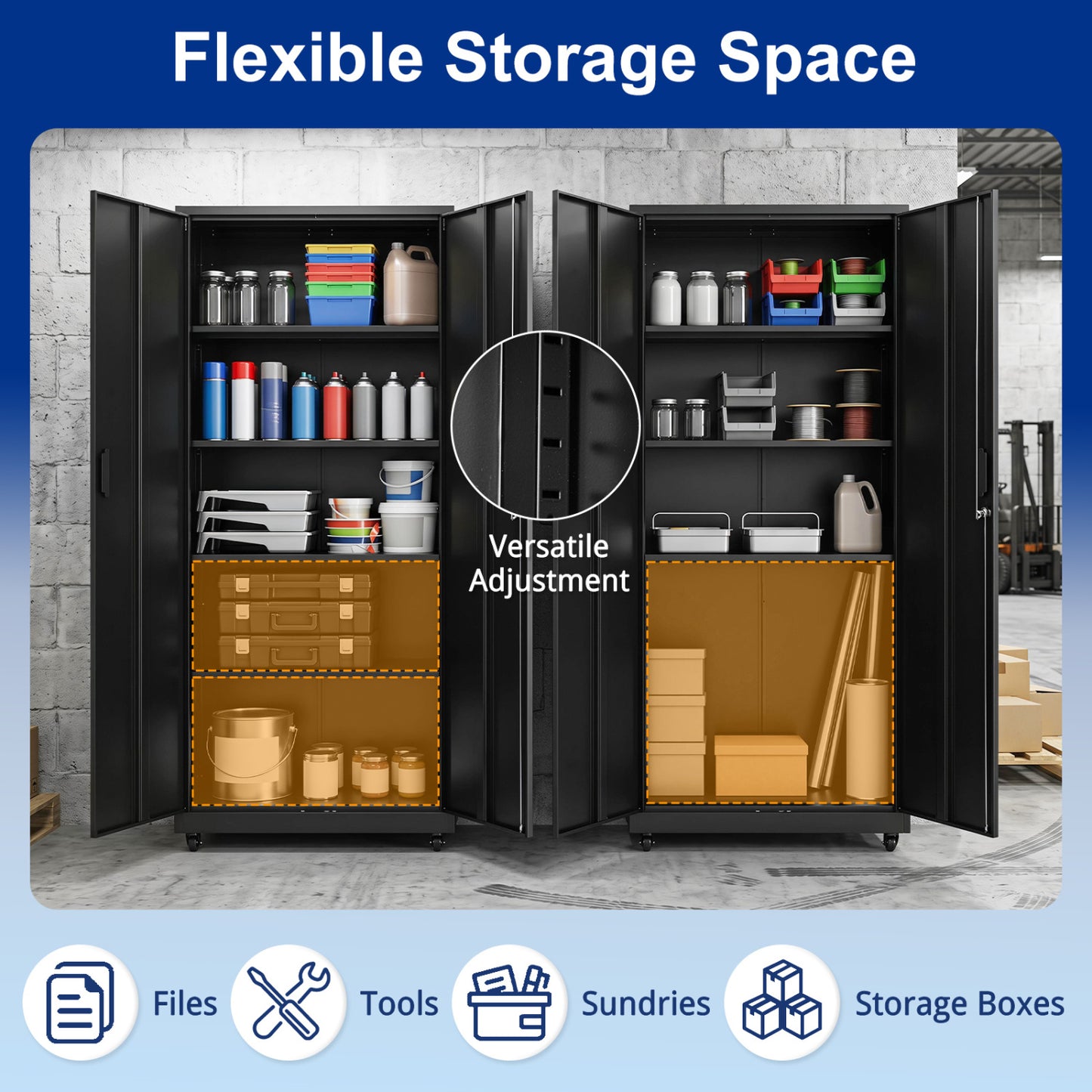Rolling Metal Storage Cabinet 73 In Lockable File Cabinet Black