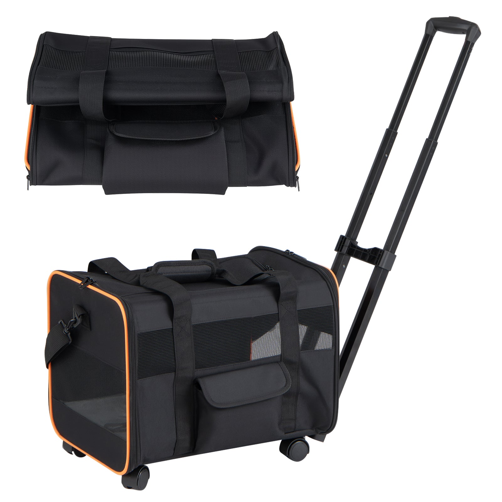 Foldable Soft-Sided Rolling Pet Carrier, Black Dog Supplies Black at Gallery Canada