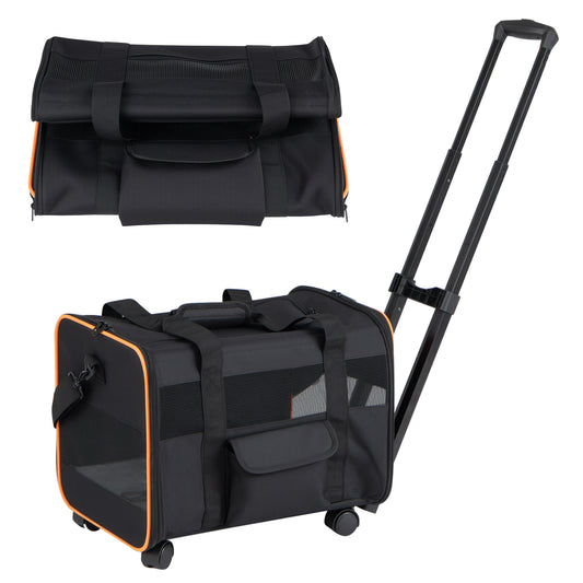Foldable Soft-Sided Rolling Pet Carrier, Black Dog Supplies Black at Gallery Canada