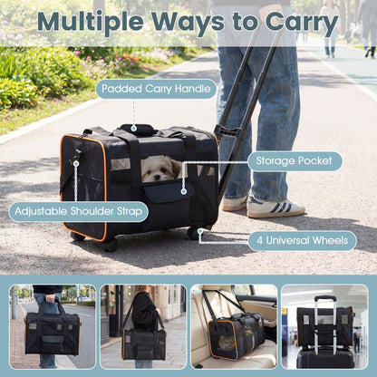 Foldable Soft-Sided Rolling Pet Carrier, Black Dog Supplies at Gallery Canada
