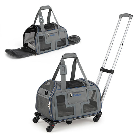 Rolling Pet Carrier With Wheels, Blue Pet Gate Blue at Gallery Canada