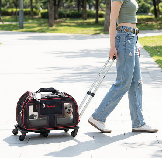 Rolling Pet Carrier With Wheels, Red Pet Gate Red at Gallery Canada