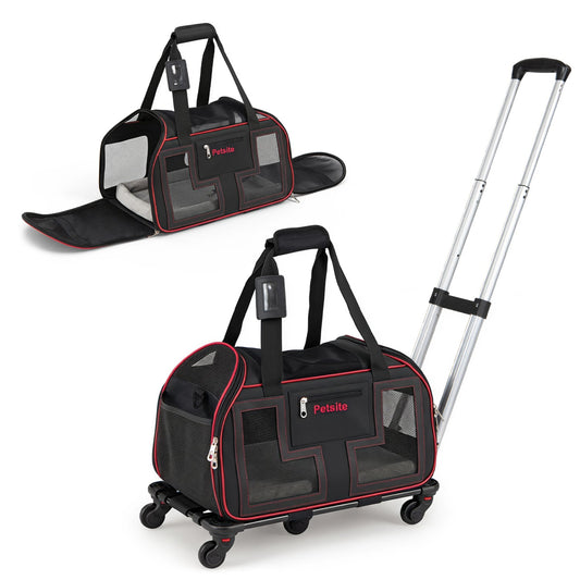 Rolling Pet Carrier With Wheels, Red Pet Gate Red at Gallery Canada