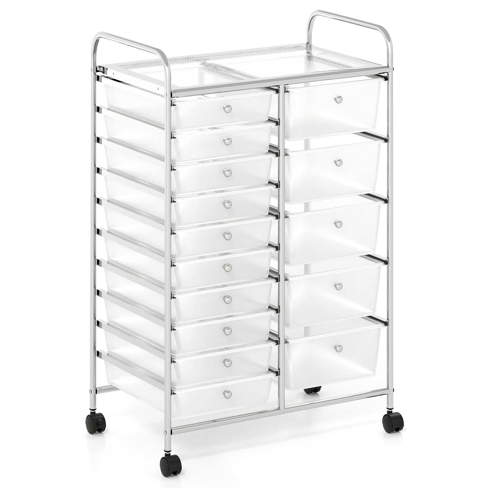 15-Drawer Rolling Storage Cart, Metal Frame, Transparent, Chrome File Cabinets at Gallery Canada