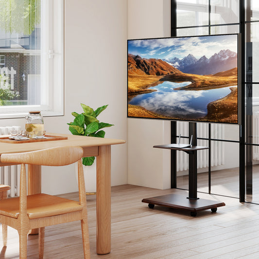 Rolling TV Stand on Wheels Mobile TV Cart for 32-75 Inch TVs Portable AV Cart, Black Entertainment Centers & TV Stands Black at Gallery Canada