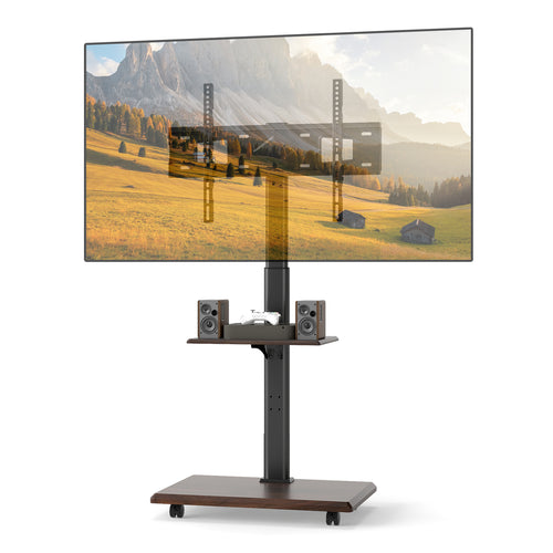 Rolling TV Stand on Wheels Mobile TV Cart for 32-75 Inch TVs Portable AV Cart, Black