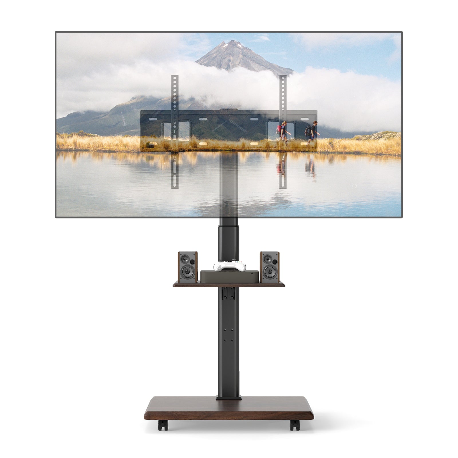 Rolling TV Stand on Wheels Mobile TV Cart for 32-75 Inch TVs Portable AV Cart, Black Entertainment Centers & TV Stands at Gallery Canada