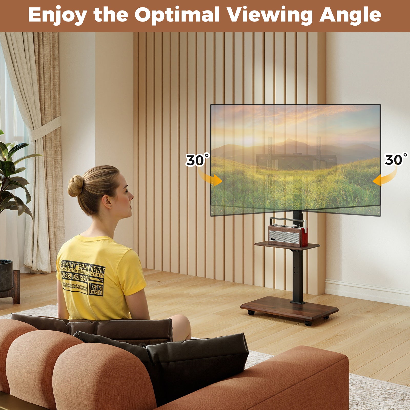 Rolling TV Stand on Wheels Mobile TV Cart for 32-75 Inch TVs Portable AV Cart, Black Entertainment Centers & TV Stands at Gallery Canada