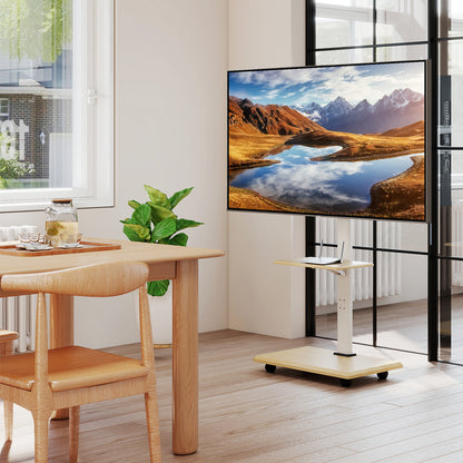 Rolling TV Stand on Wheels Mobile TV Cart for 32-75 Inch TVs Portable AV Cart, Natural Entertainment Centers & TV Stands at Gallery Canada