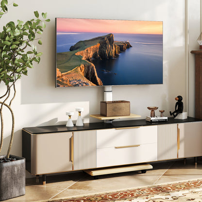 Rolling TV Stand on Wheels Mobile TV Cart for 32-75 Inch TVs Portable AV Cart, Natural Entertainment Centers & TV Stands at Gallery Canada