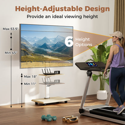 Rolling TV Stand on Wheels Mobile TV Cart for 32-75 Inch TVs Portable AV Cart, Natural Entertainment Centers & TV Stands at Gallery Canada