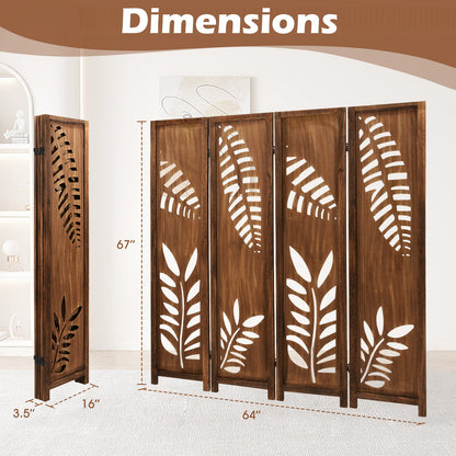 Room Divider 5.6 FT Folding Partition Stand with Double Action Metal Hinges-4 Panel Room Dividers at Gallery Canada