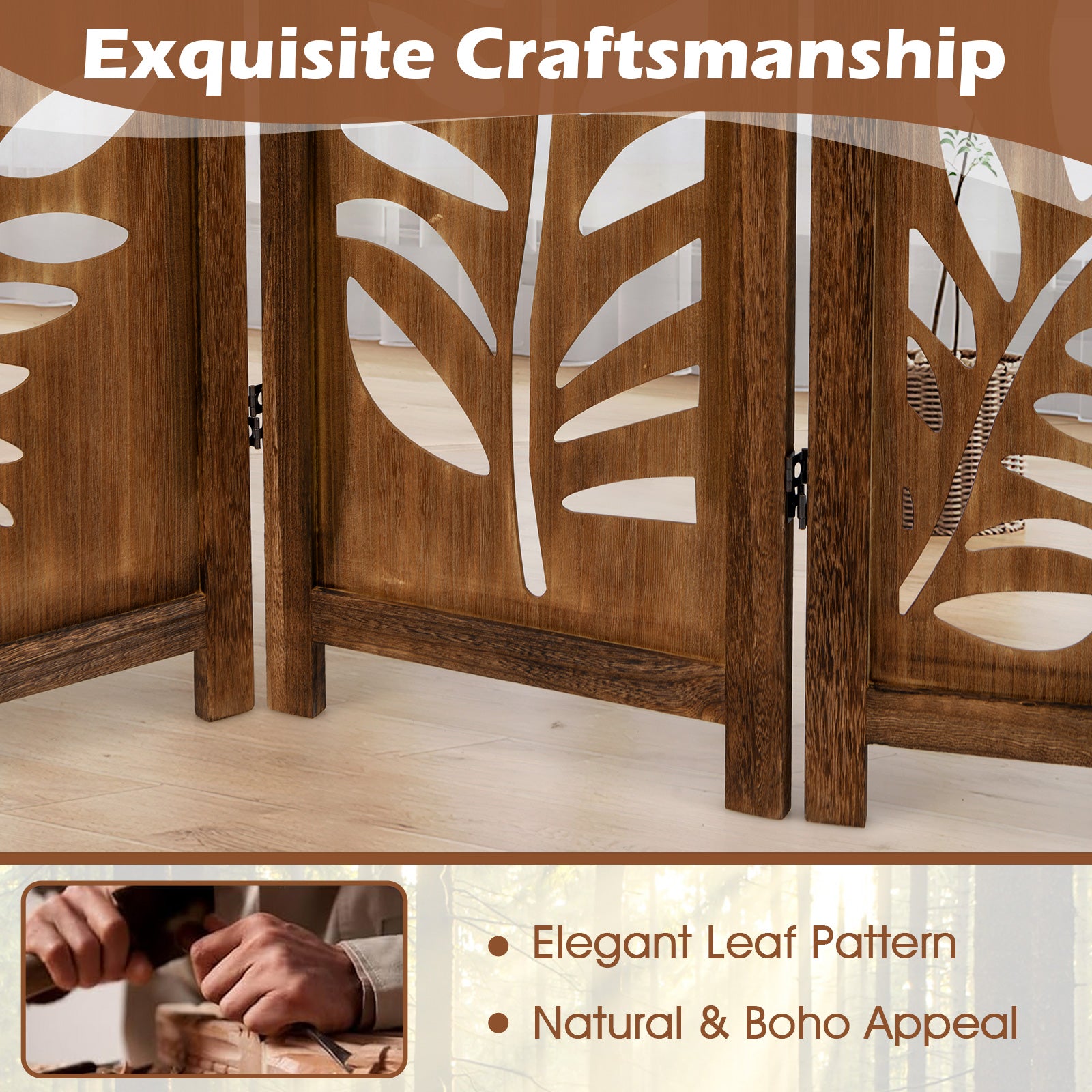 Room Divider 5.6 FT Folding Partition Stand with Double Action Metal Hinges-6 panel Room Dividers at Gallery Canada