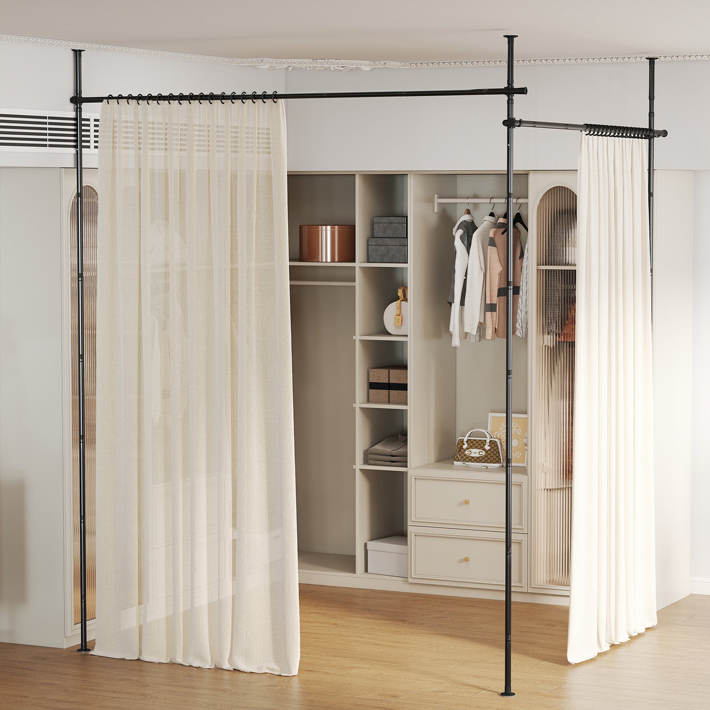 Adjustable Floor To Ceiling Tension Rod, Black Room Dividers at Gallery Canada