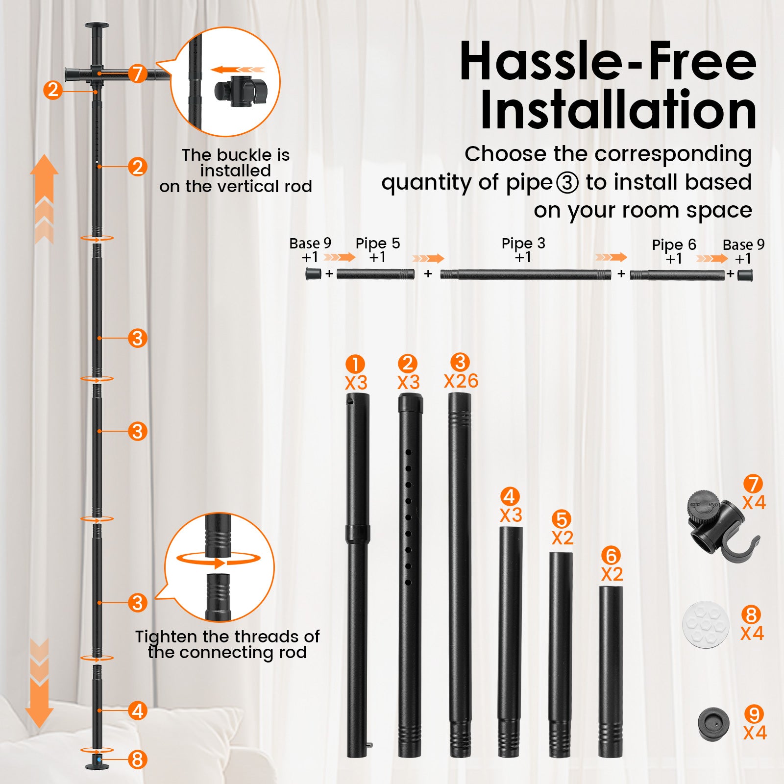 Adjustable Floor To Ceiling Tension Rod, Black Room Dividers at Gallery Canada