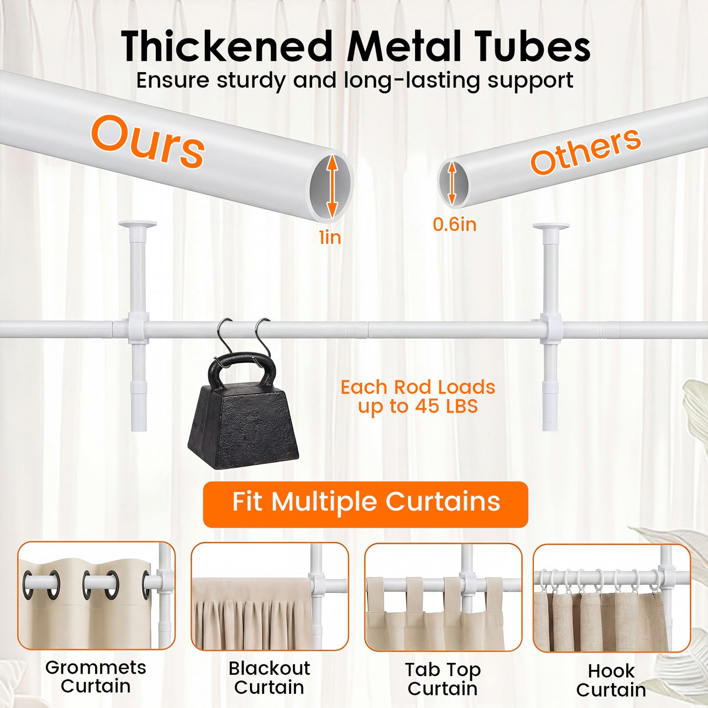 Adjustable Floor To Ceiling Tension Rod, White Room Dividers at Gallery Canada