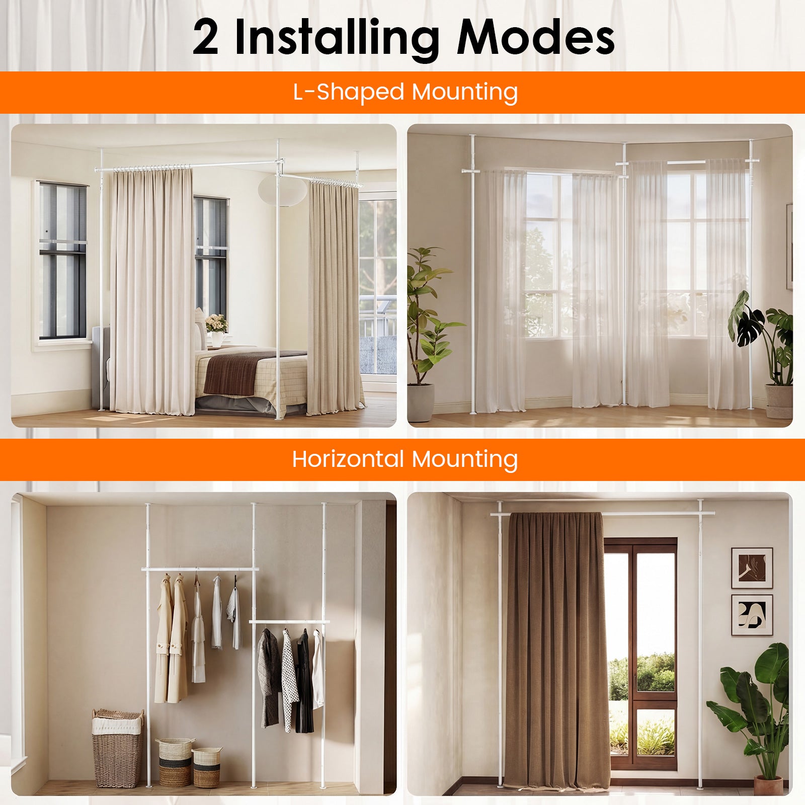 Adjustable Floor To Ceiling Tension Rod, White Room Dividers at Gallery Canada