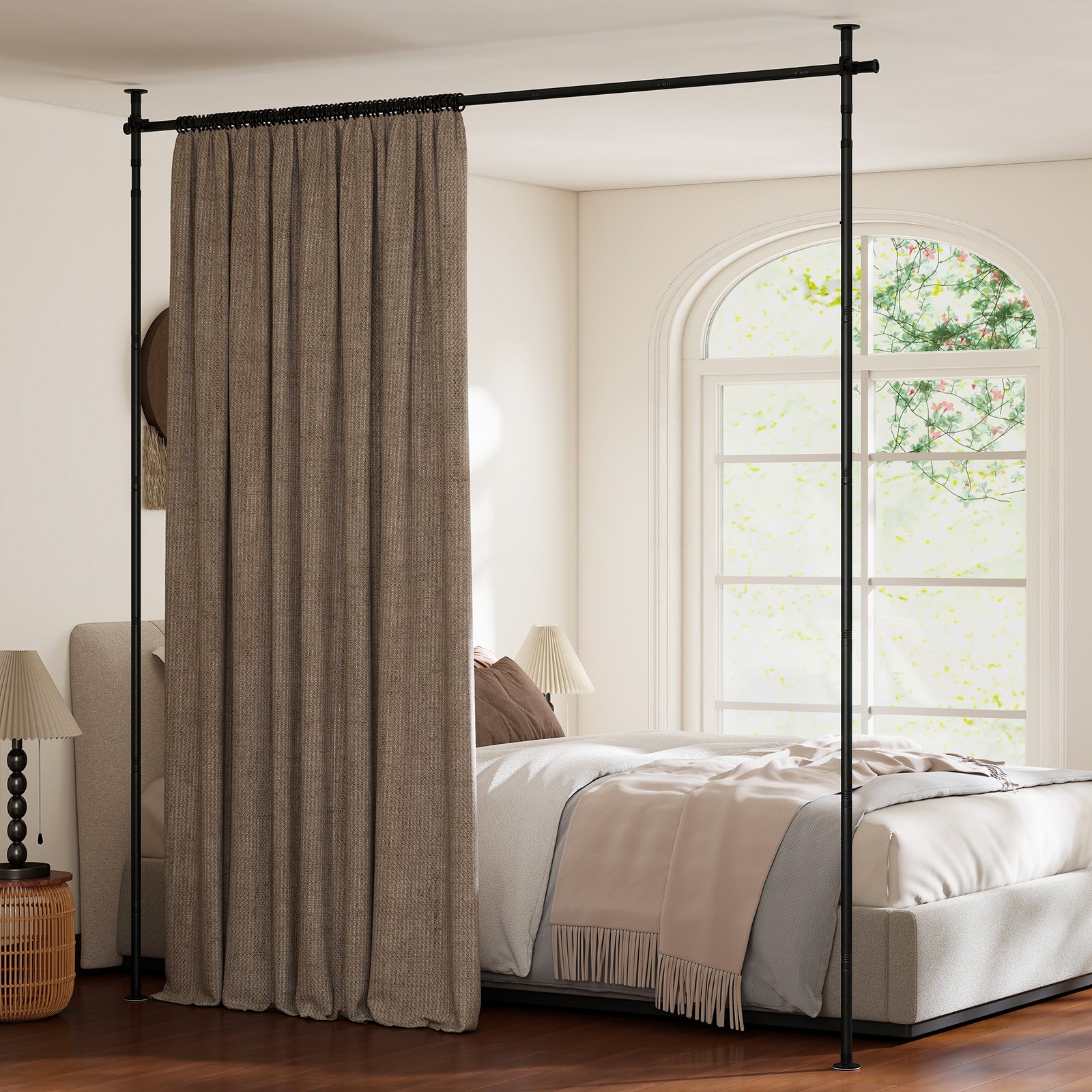 Adjustable Floor To Ceiling Tension Rod, Room Divider Curtain, Black Room Dividers Black at Gallery Canada