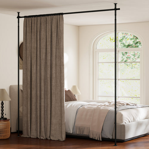 Adjustable Floor To Ceiling Tension Rod, Room Divider Curtain, Black