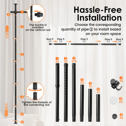 Adjustable Floor To Ceiling Tension Rod, Room Divider Curtain, Black Room Dividers at Gallery Canada