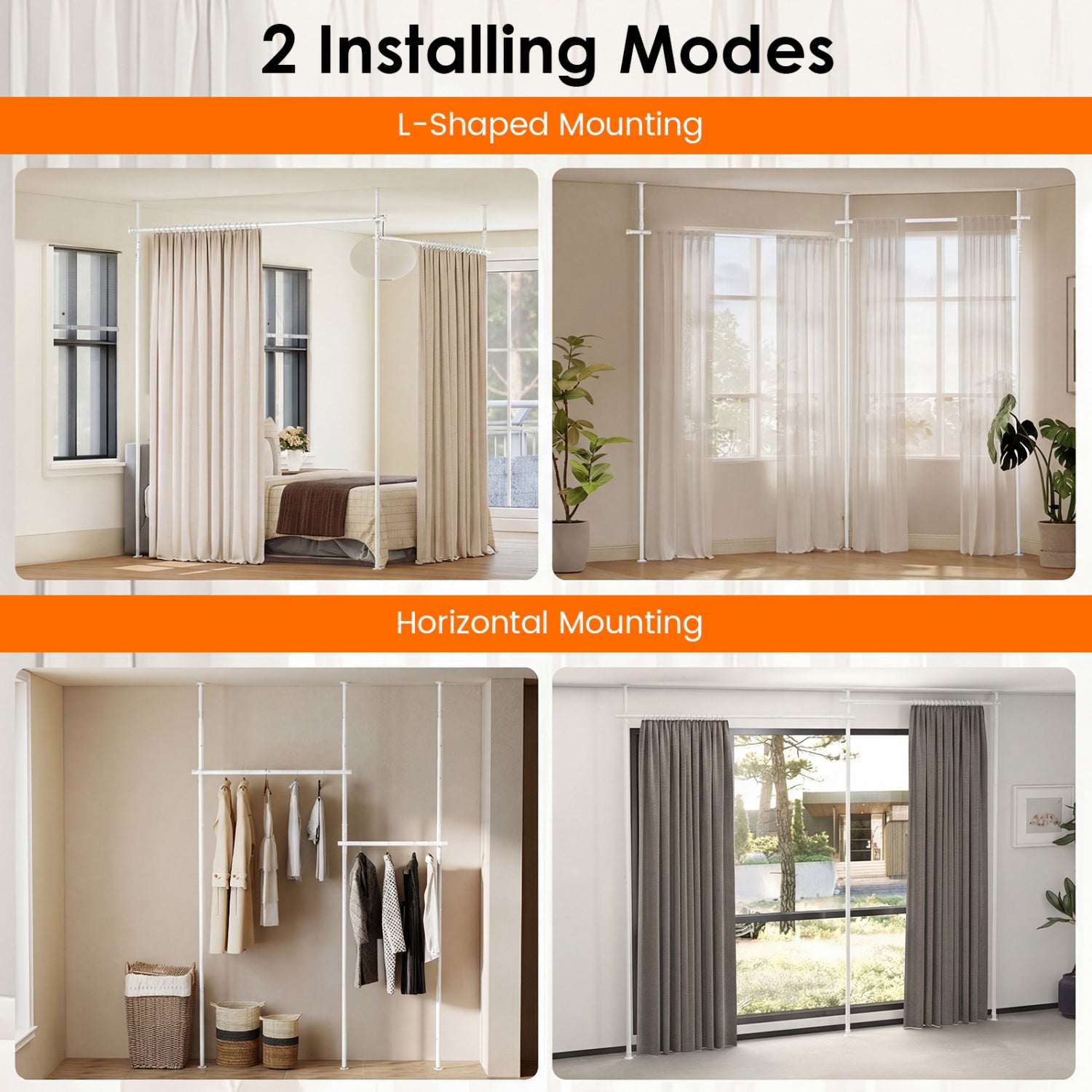 Adjustable Floor To Ceiling Tension Rod, White Room Dividers at Gallery Canada