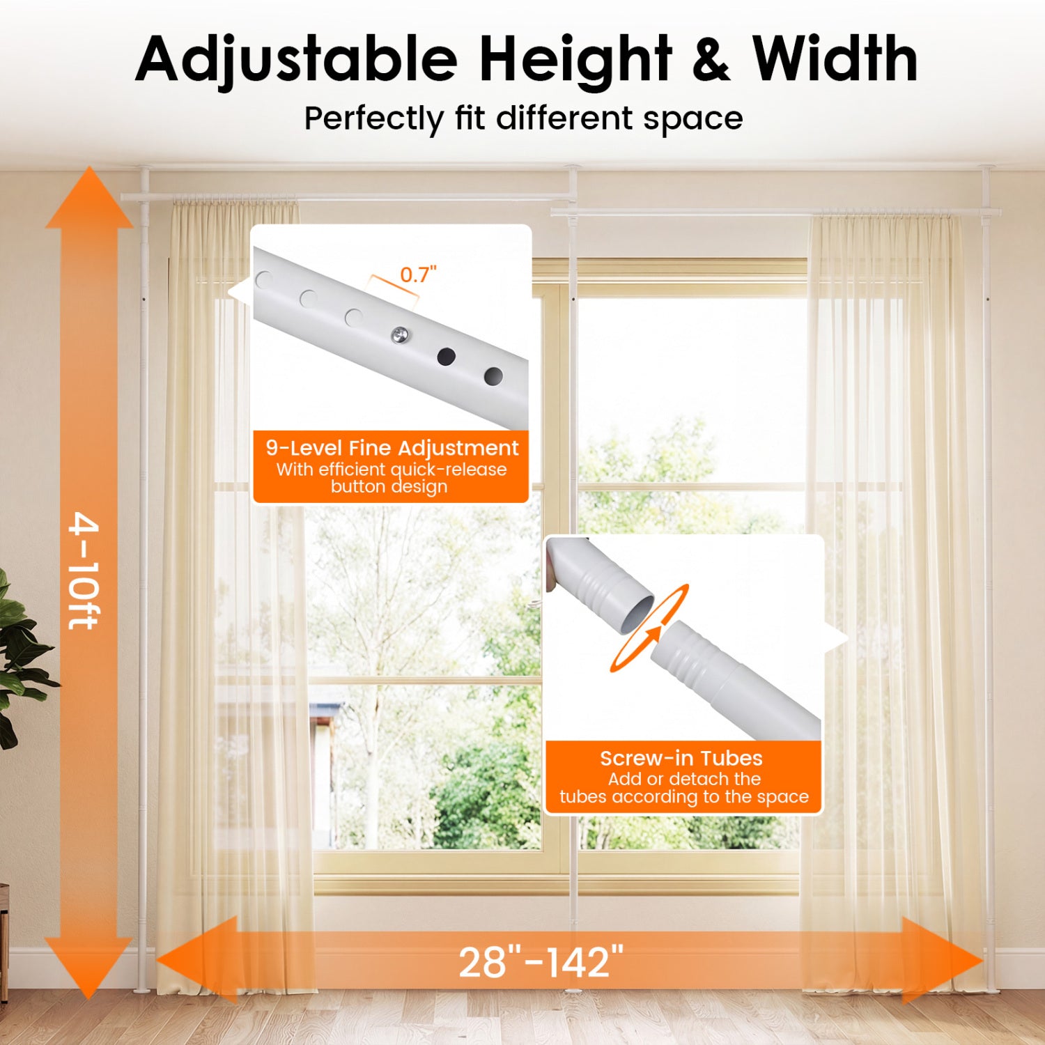 Adjustable Floor To Ceiling Tension Rod, White Room Dividers at Gallery Canada