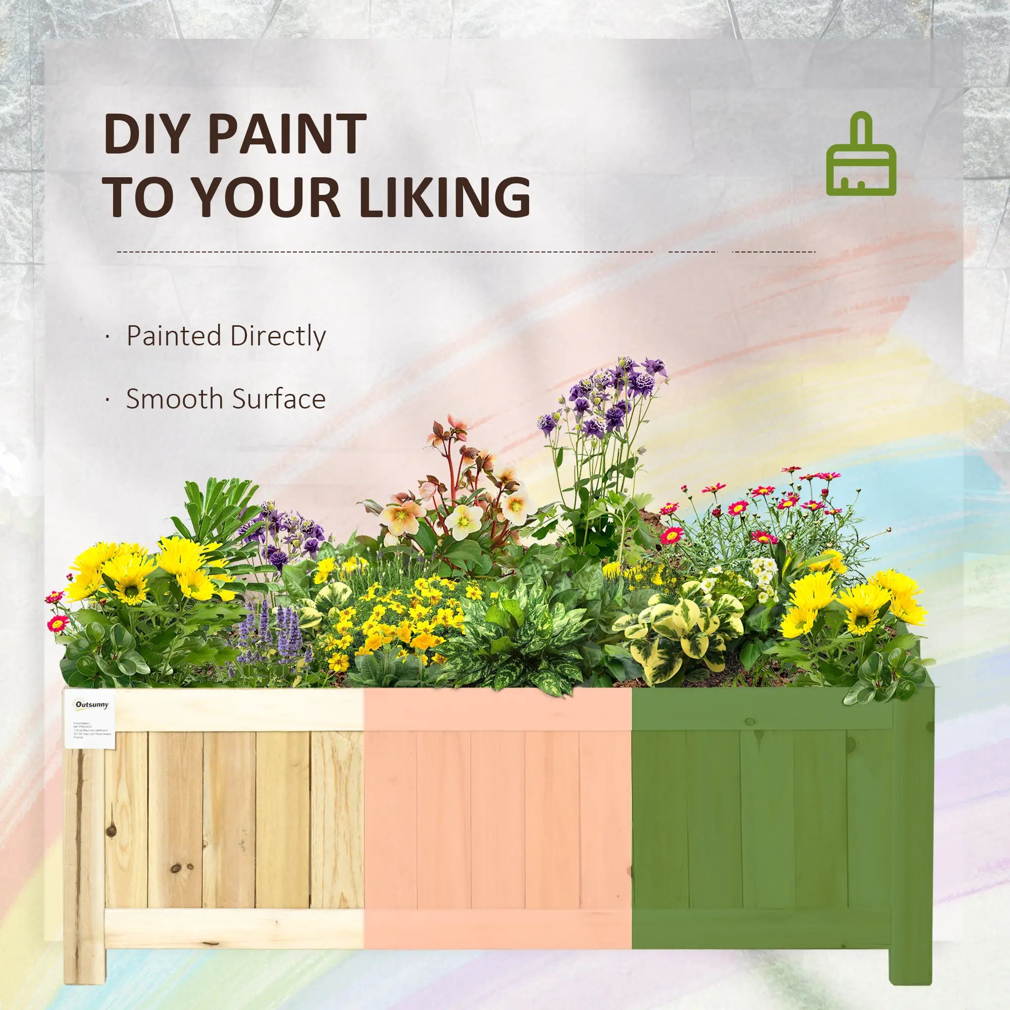 Foldable Elevated Planter Box, Wooden Raised Garden Bed, 48x24x30in, Natural Wooden Planter Boxes at Gallery Canada