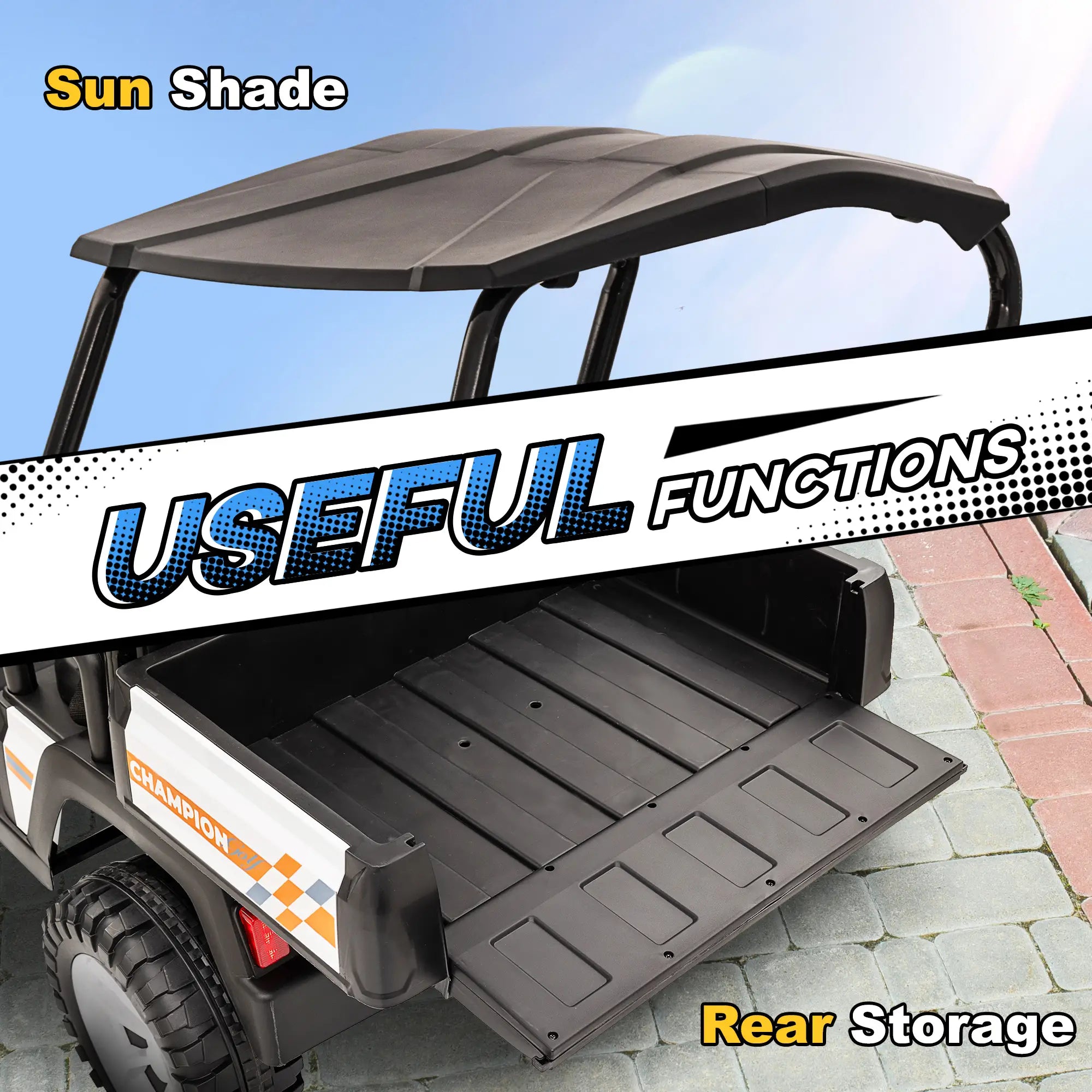 24V 2 Seater Electric Car, Remote Control, 4 Wheels Suspension, White Electric Toy Cars at Gallery Canada