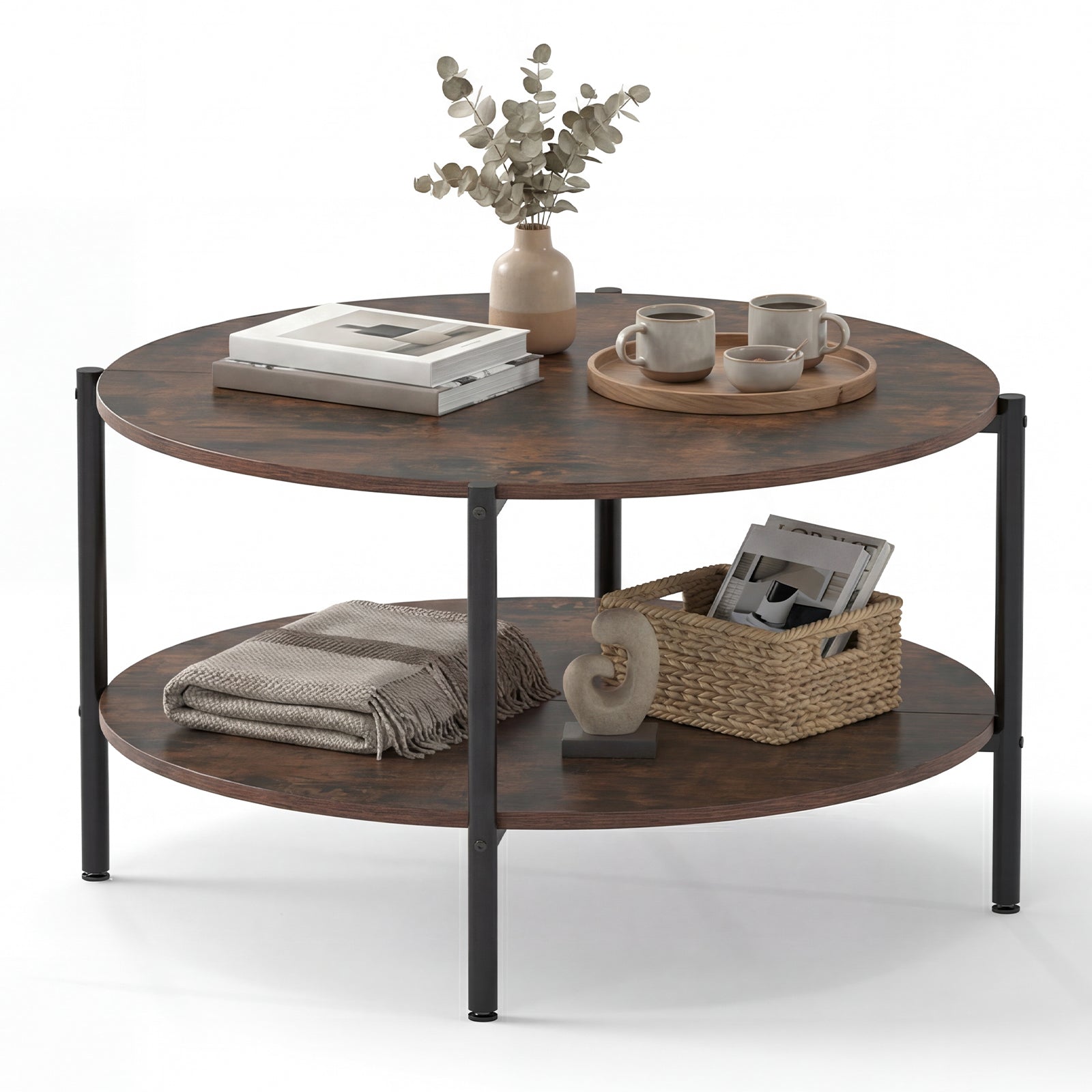 2-Tier Round Coffee Table with Open Shelf Coffee Tables at Gallery Canada