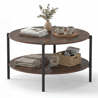 2-Tier Round Coffee Table with Open Shelf Coffee Tables at Gallery Canada