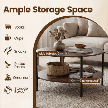 2-Tier Round Coffee Table with Open Shelf Coffee Tables at Gallery Canada