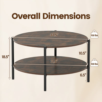 2-Tier Round Coffee Table with Open Shelf Coffee Tables at Gallery Canada
