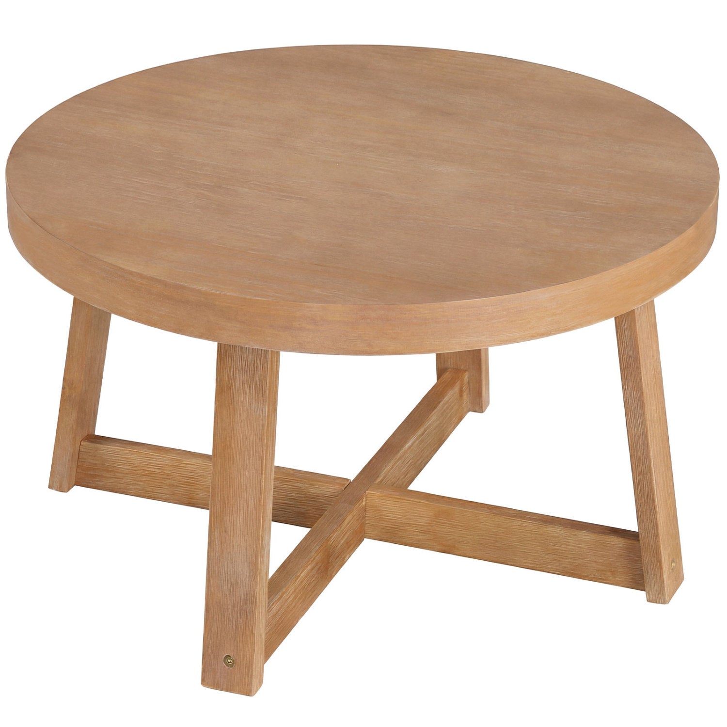 Round Coffee Table for Living Room 30 inch Farmhouse Accent Table with Study Rubber Wood Legs, Yellow Coffee Tables at Gallery Canada