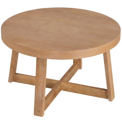 Round Coffee Table for Living Room 30 inch Farmhouse Accent Table with Study Rubber Wood Legs, Yellow Coffee Tables Yellow at Gallery Canada
