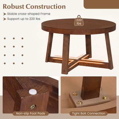 Round Coffee Table 30" Farmhouse Accent Table, Walnut