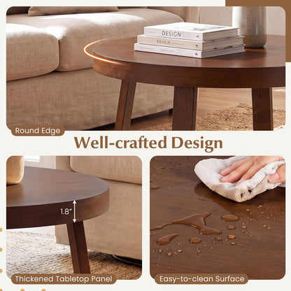 Round Coffee Table 30" Farmhouse Accent Table, Walnut