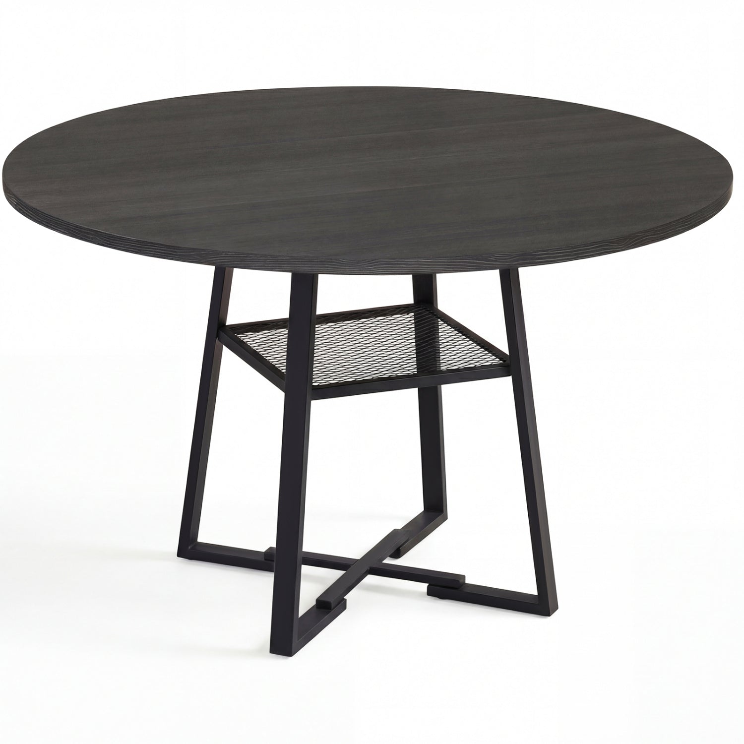Round Dining Table For 4-6, With Storage Shelf And Metal Legs, Black Dining Tables at Gallery Canada