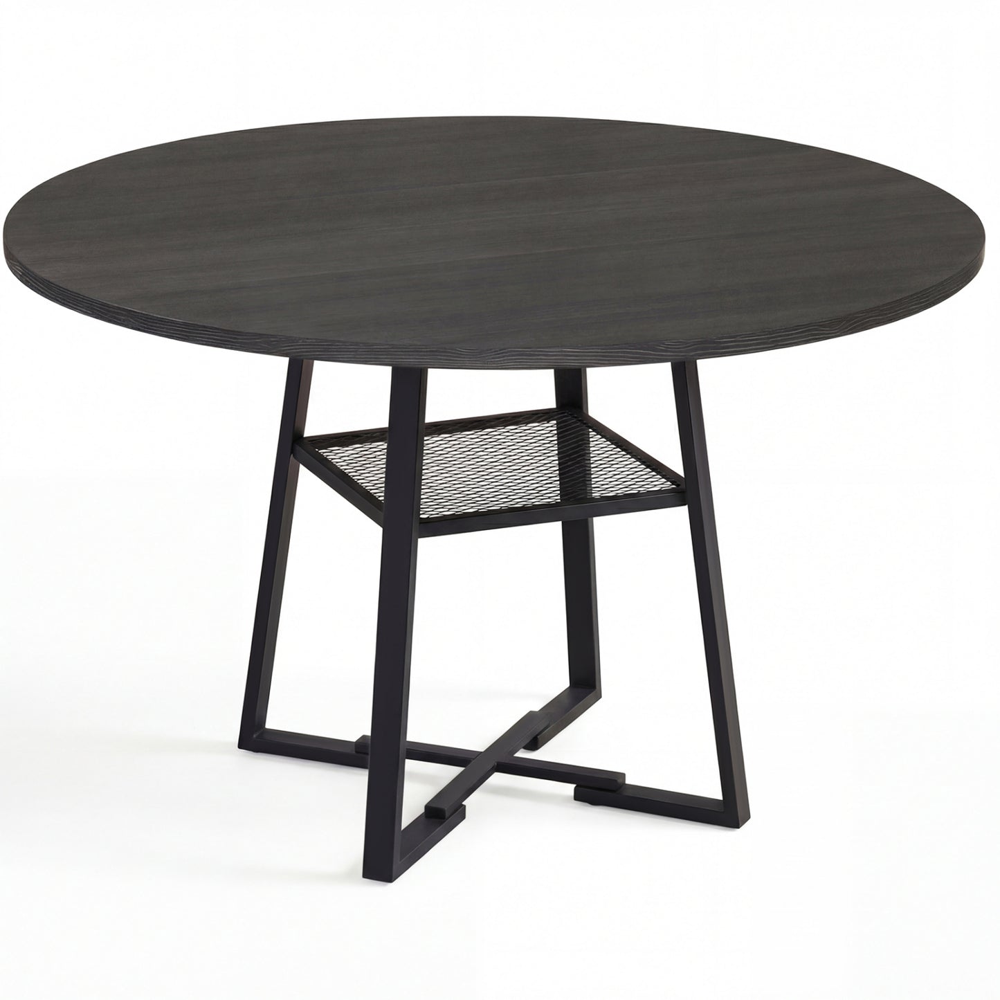 Round Dining Table For 4-6, With Storage Shelf And Metal Legs, Black Dining Tables at Gallery Canada