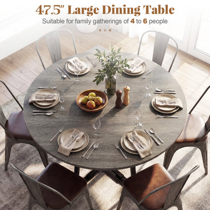 Round Dining Table For 4-6, With Storage Shelf And Metal Legs, Gray Dining Tables at Gallery Canada