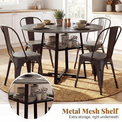 Round Dining Table For 4-6, With Storage Shelf And Metal Legs, Gray Dining Tables at Gallery Canada