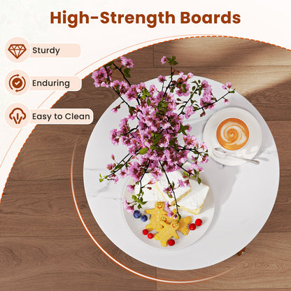 Round End Table 2-Tier Side Table with Removable Fabric Basket and Metal Frame, White Living Room at Gallery Canada