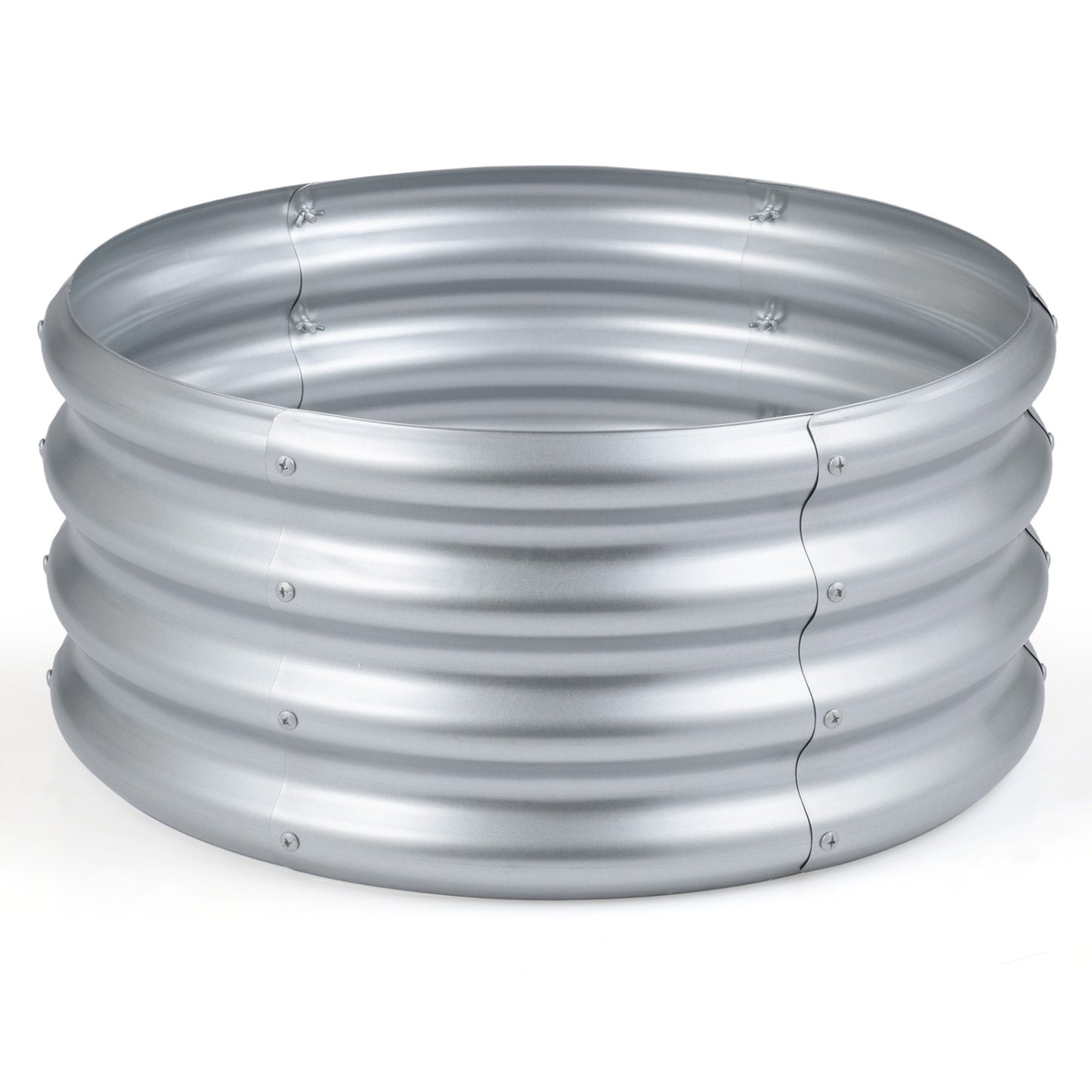 Round Galvanized Raised Garden Bed, Open-Ended Base, S, Silver Raised Garden Beds Silver at Gallery Canada