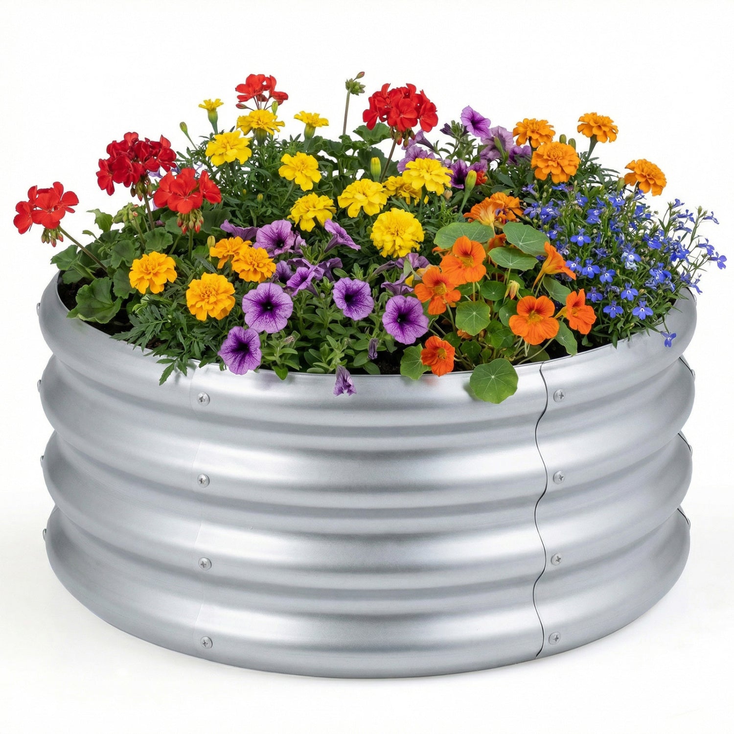 Round Galvanized Raised Garden Bed, Open-Ended Base, S, Silver Raised Garden Beds at Gallery Canada