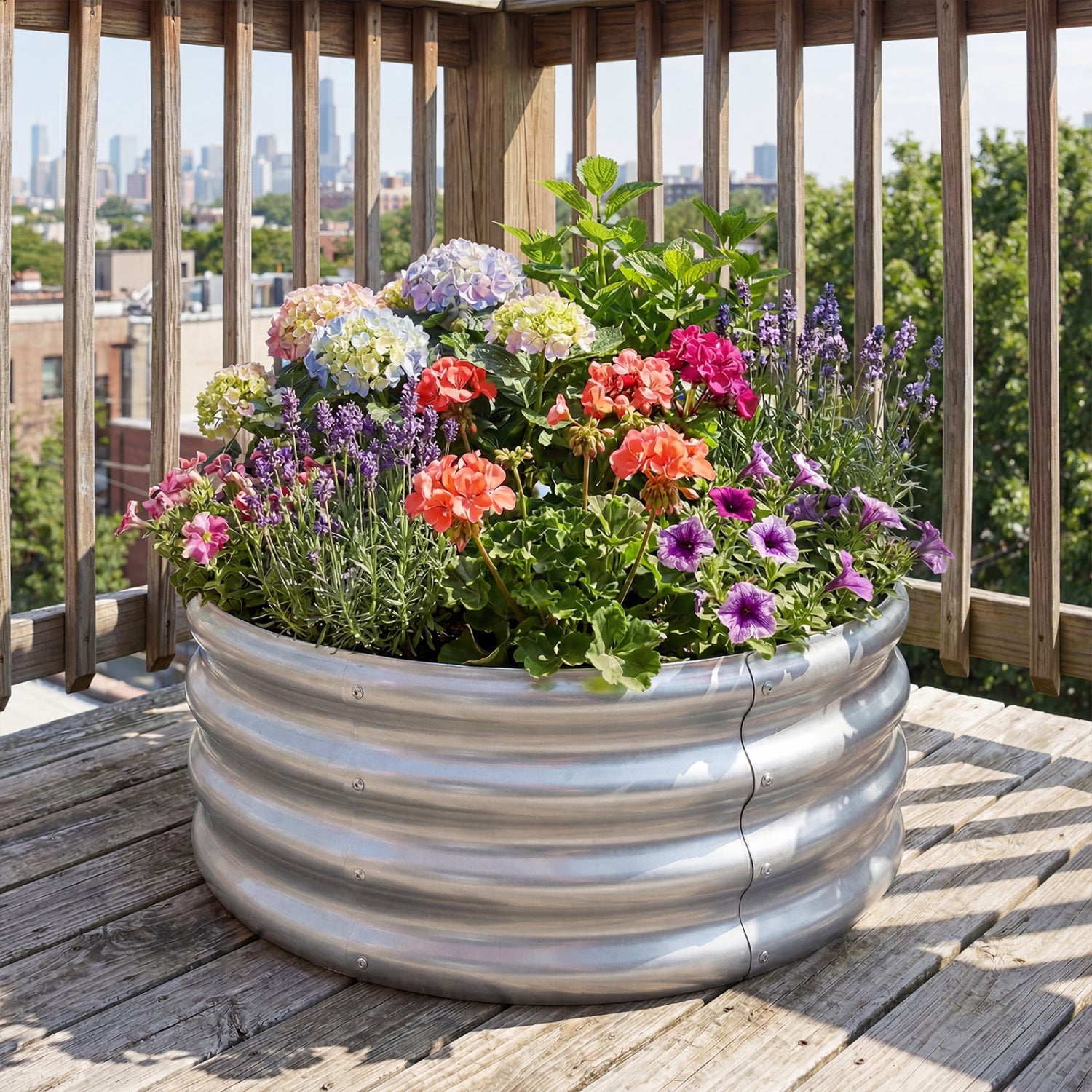 Round Galvanized Raised Garden Bed, Open-Ended Base, S, Silver Raised Garden Beds at Gallery Canada
