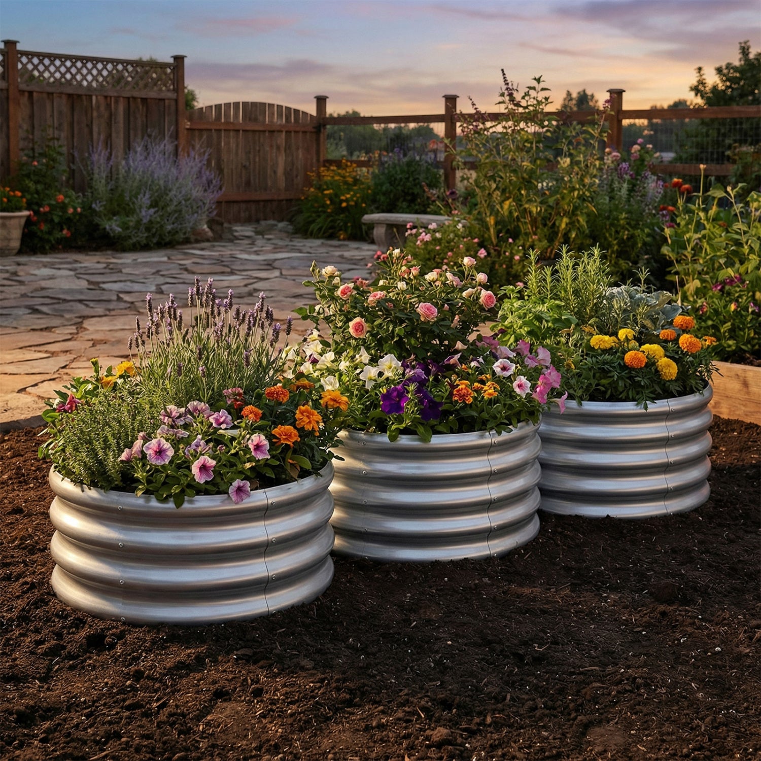 Round Galvanized Raised Garden Bed, Open-Ended Base, S, Silver Raised Garden Beds at Gallery Canada