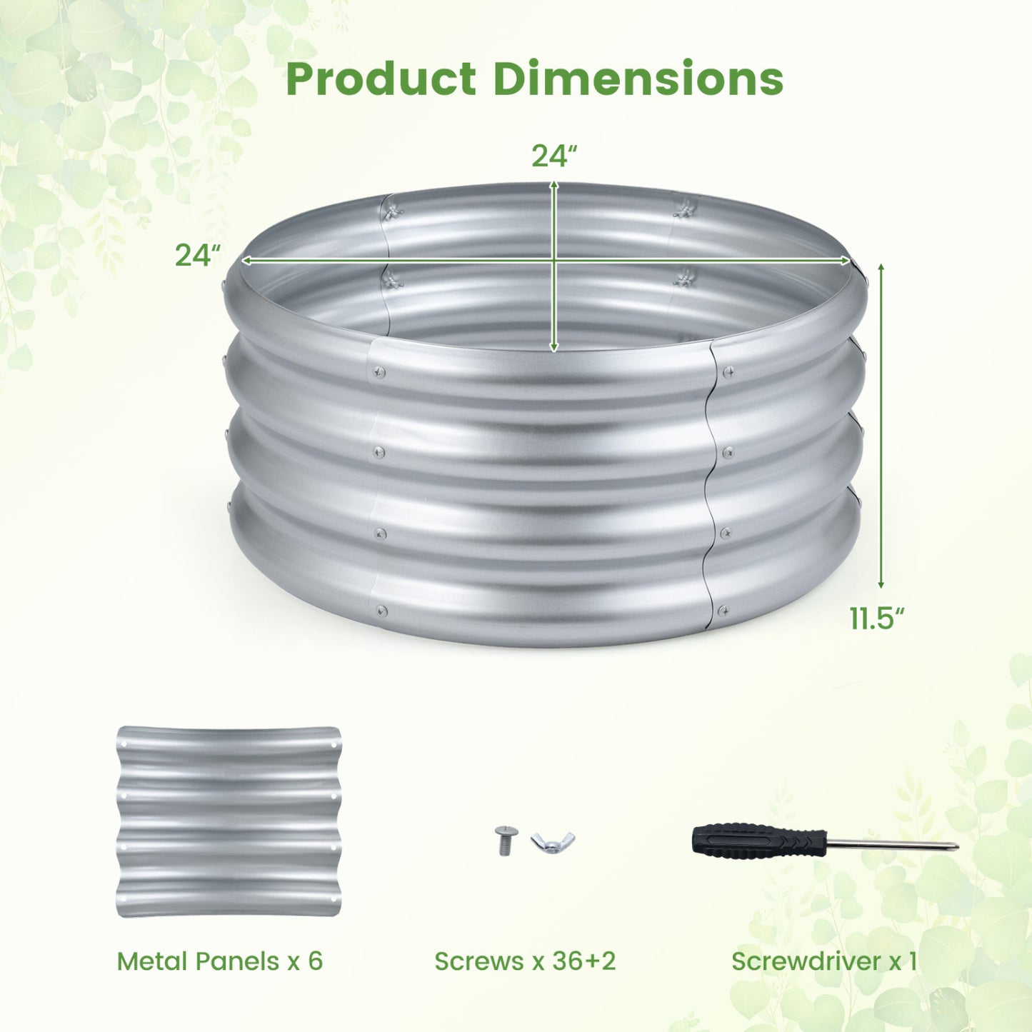 Round Galvanized Raised Garden Bed, Open-Ended Base, S, Silver Raised Garden Beds at Gallery Canada