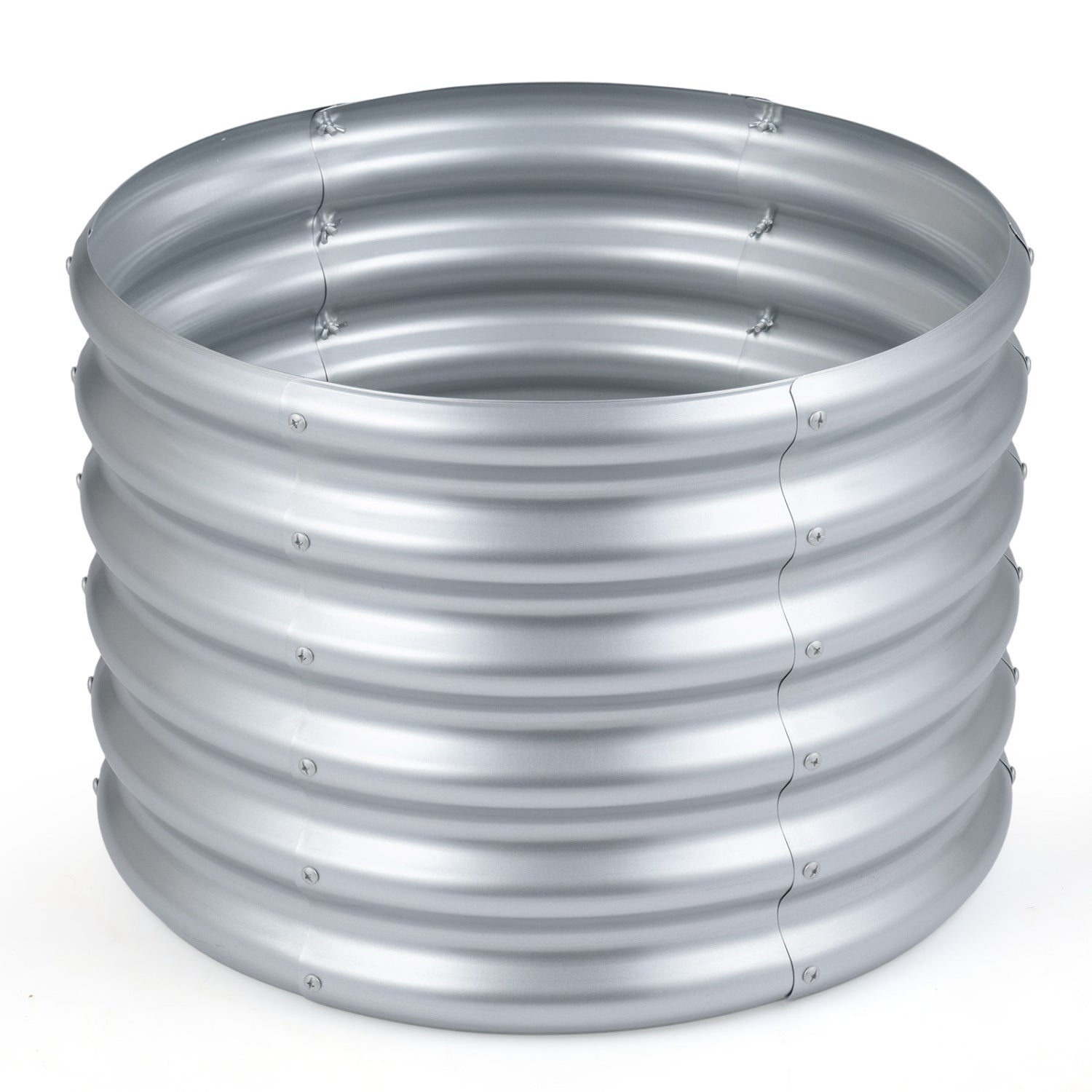 Round Galvanized Raised Garden Bed, Open-Ended Base, Silver Raised Garden Beds at Gallery Canada